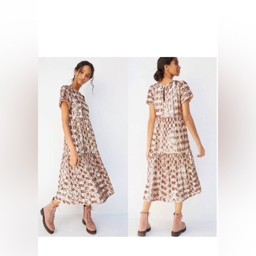 Anthropologie Shimmering Sequin Midi Dress in Blush - Picture 3 of 3